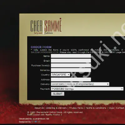 Order Form interface for blogshop.